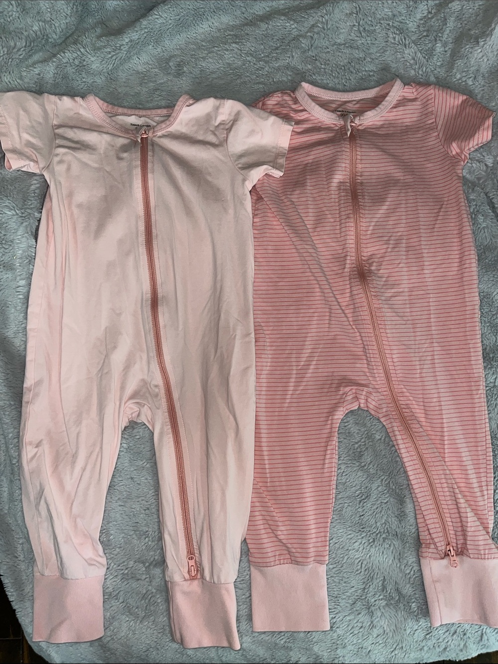 2-Pack Pink Zip Front Baby One-Pieces